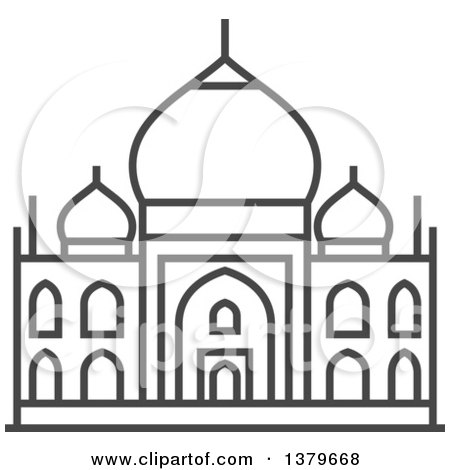 Clipart of a Grayscale Taj Mahal - Royalty Free Vector Illustration by elena