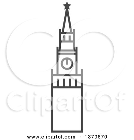 Clipart of a Grayscale Kremlin Clock - Royalty Free Vector Illustration by elena