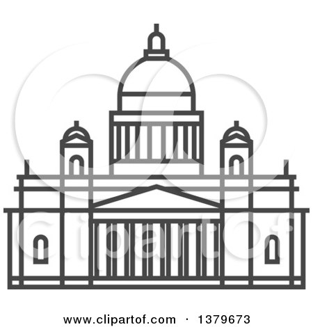 Clipart of a Grayscale Saint Isaacs Cathedral - Royalty Free Vector Illustration by elena