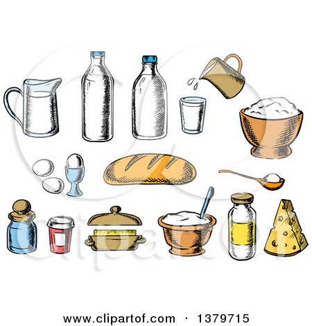 Clipart of Sketched Baking Ingredients - Royalty Free Vector Illustration by Vector Tradition SM