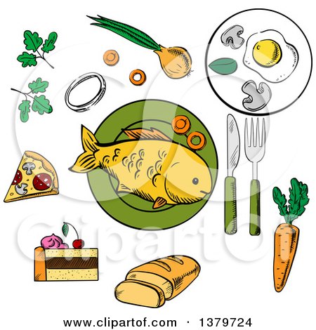 Clipart of Sketched Food - Royalty Free Vector Illustration by Vector Tradition SM