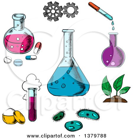 Clipart of Sketched Science Icons - Royalty Free Vector Illustration by Vector Tradition SM