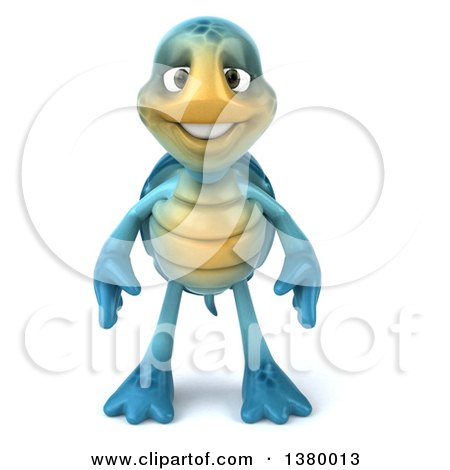 Clipart of a 3d Blue Tortoise, on a White Background - Royalty Free Illustration by Julos