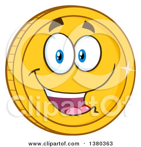 Clipart of a Happy Gold Coin Character - Royalty Free Vector Illustration by Hit Toon