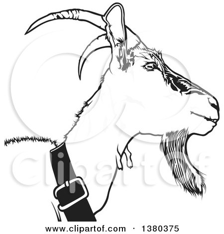 Clipart of a Grayscale Goat - Royalty Free Vector Illustration by dero