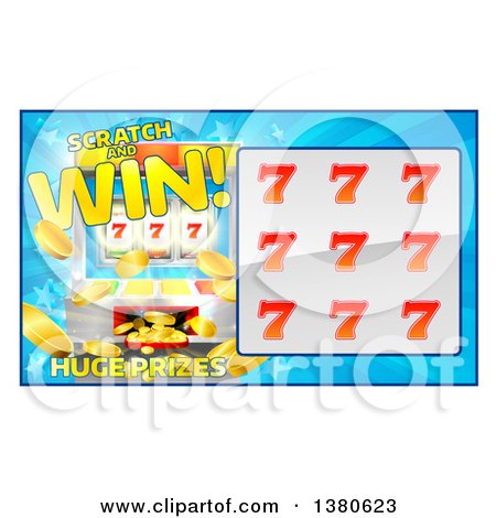 Clipart of a Slot Machine Lottery Instant Scratch and Win Scratchcard Design - Royalty Free Vector Illustration by AtStockIllustration