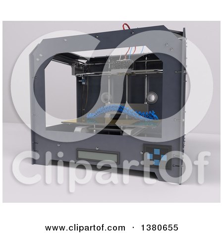 Clipart of a 3d Printer Creating an Artificial Spine, on a White Background - Royalty Free Illustration by KJ Pargeter