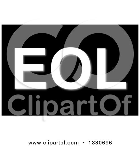 Clipart of a White EOL End of Life Acronym on a Black Background - Royalty Free Illustration by oboy