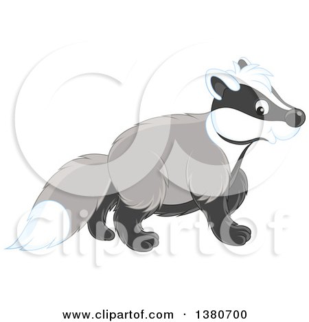 Clipart of a Cute Badger Walking - Royalty Free Vector Illustration by Alex Bannykh