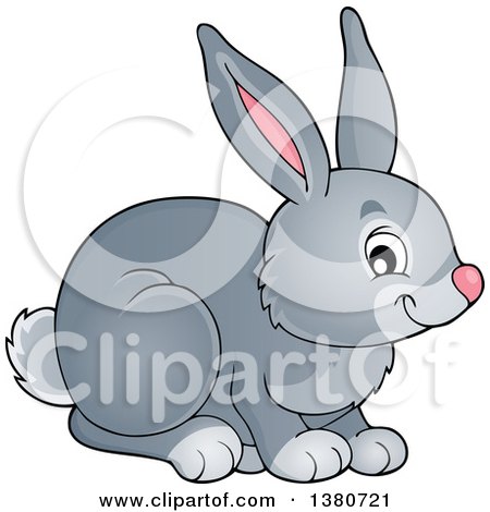 Clipart of a Cute Gray Bunny Rabbit - Royalty Free Vector Illustration by visekart