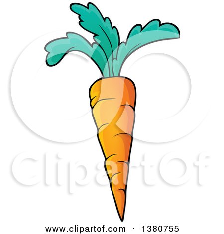Clipart of a Carrot with Greens - Royalty Free Vector Illustration by visekart