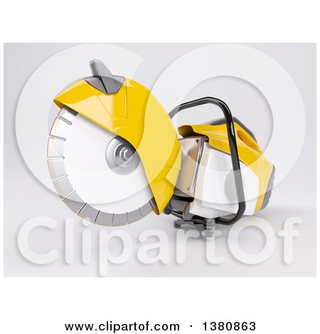Clipart of a 3d Cut off Saw on Shaded White - Royalty Free Illustration by KJ Pargeter