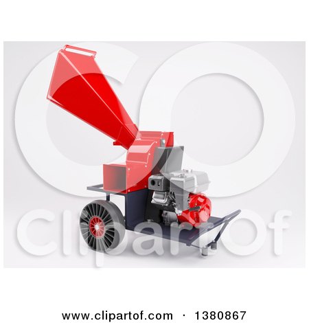 Clipart of a 3d Red Garden Shredder Machine on Shaded White - Royalty Free Illustration by KJ Pargeter