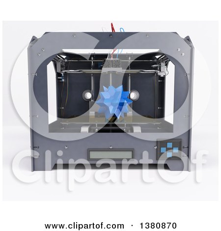 Clipart of a 3d Printer Creating a Star, on a White Background - Royalty Free Illustration by KJ Pargeter