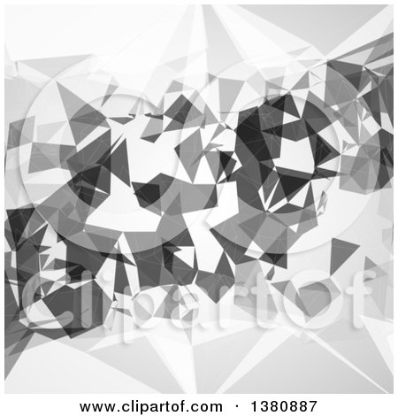 Clipart of a Monochromatic Poly Geometric Background - Royalty Free Vector Illustration by KJ Pargeter