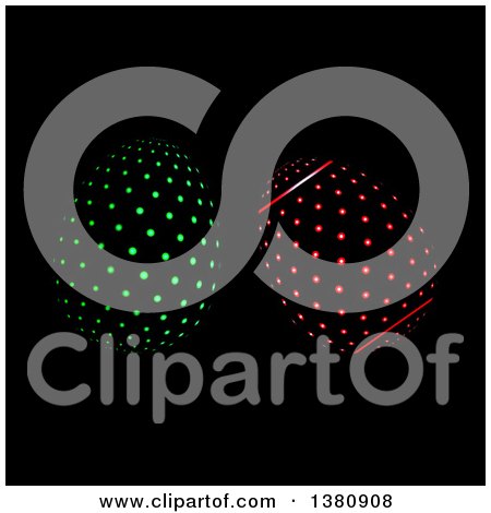 Clipart of 3d LED Illuminated Polka Dot Easter Eggs on Black - Royalty Free Vector Illustration by elaineitalia