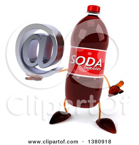 Clipart of a 3d Soda Bottle Character, on a White Background - Royalty