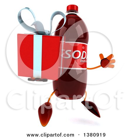 Clipart of a 3d Soda Bottle Character, on a White Background - Royalty