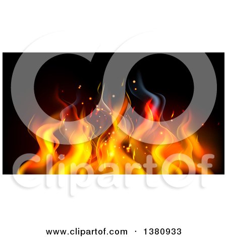 Clipart of a Background of Orange Flames on Black - Royalty Free Vector Illustration by AtStockIllustration