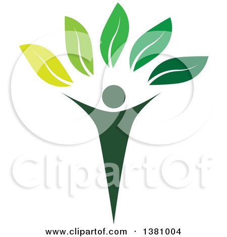 Clipart of a Green Tree Person - Royalty Free Vector Illustration by ColorMagic