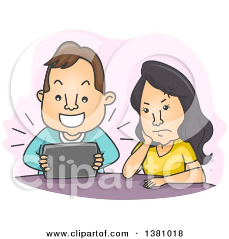Clipart of a Cartoon Woman Getting Angry by a Social Media Date Time Interruption - Royalty Free Vector Illustration by BNP Design Studio