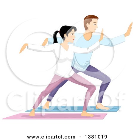 Clipart of a Caucasian Couple Doing Tai Chi - Royalty Free Vector Illustration by BNP Design Studio