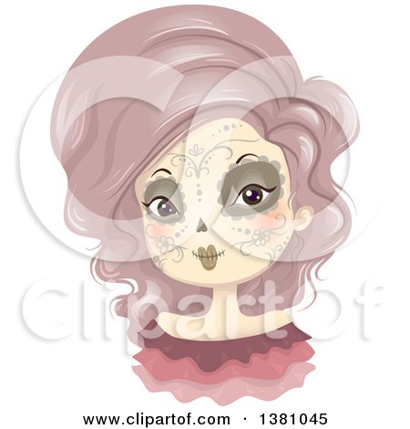 Clipart of a Woman in Day of the Dead Makeup - Royalty Free Vector Illustration by BNP Design Studio