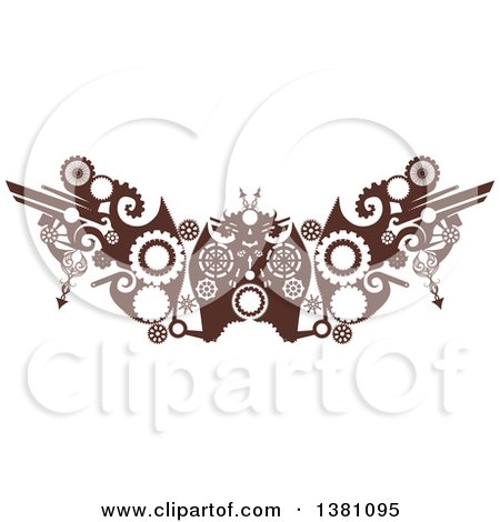 Clipart of a Brown Steampunk Border or Tattoo Design Element with Gears - Royalty Free Vector Illustration by BNP Design Studio