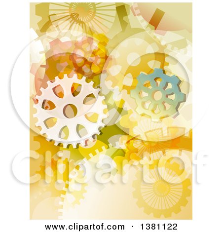 Clipart of a Steampunk Frame with a Clock and Gears - Royalty Free Vector Illustration by BNP Design Studio