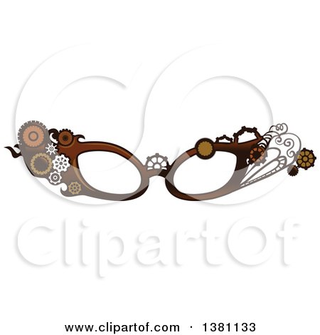 Clipart of Steampunk Glasses Frames with Gears - Royalty Free Vector Illustration by BNP Design Studio