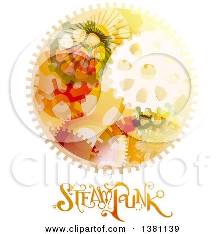Clipart of a Round Steampunk Frame with Gears and Text - Royalty Free Vector Illustration by BNP Design Studio