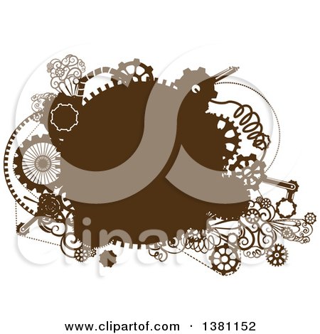 Clipart of a Brown Steampunk Frame with Gears - Royalty Free Vector Illustration by BNP Design Studio