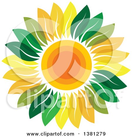 Clipart of a Sunflower with Green and Yellow Petals - Royalty Free Vector Illustration by ColorMagic