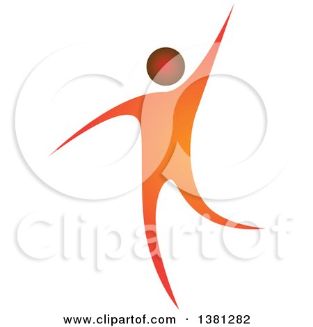 Clipart of a Happy Orange Man Dancing or Waving - Royalty Free Vector Illustration by ColorMagic