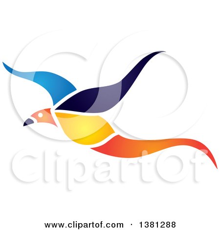 Clipart of a Flying Exotic Bird - Royalty Free Vector Illustration by ColorMagic