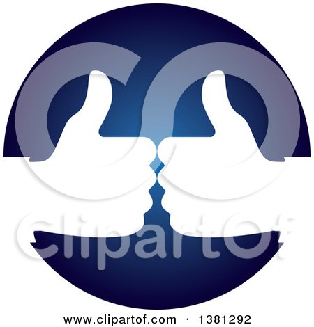 Clipart of White Hands Giving Thumbs up in a Blue Circle - Royalty Free Vector Illustration by ColorMagic