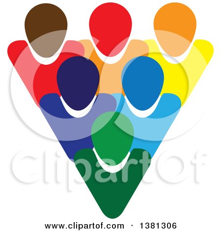 Clipart of a Teamwork Unity Group of Colorful Diverse People - Royalty Free Vector Illustration by ColorMagic