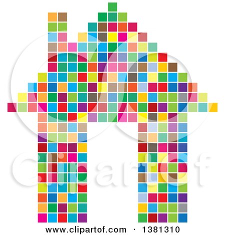 Clipart of a Colorful Pixel House - Royalty Free Vector Illustration by ColorMagic