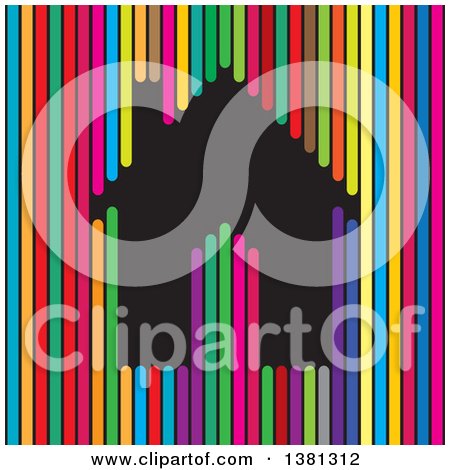 Clipart of a Black Home in Colorful Lines - Royalty Free Vector Illustration by ColorMagic