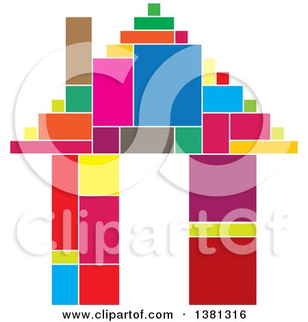 Clipart of a Colorful Geometric House - Royalty Free Vector Illustration by ColorMagic