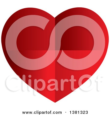 Clipart of a Gradient Creased Red Heart - Royalty Free Vector Illustration by ColorMagic