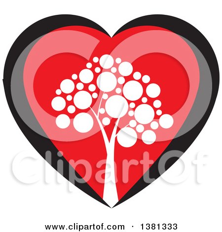 Clipart of a White Tree in a Black and Red Heart - Royalty Free Vector Illustration by ColorMagic