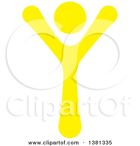 Clipart of a Happy Yellow Cheering Person - Royalty Free Vector Illustration by ColorMagic