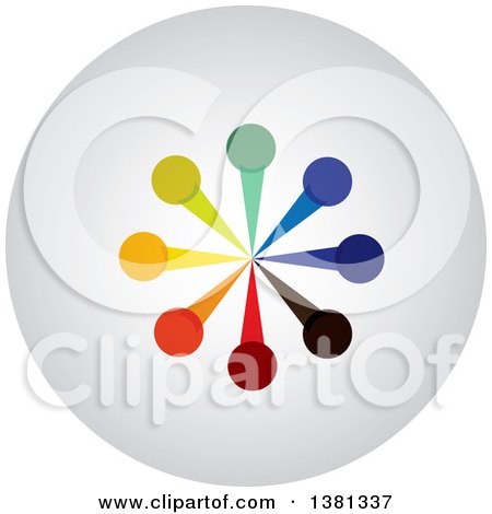 Clipart of a Teamwork Unity Circle of Colorful Diverse People Icon - Royalty Free Vector Illustration by ColorMagic
