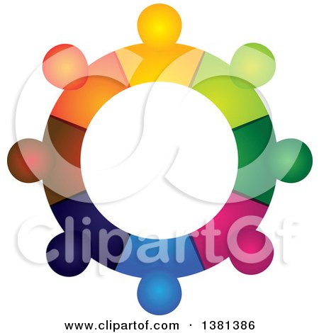 Clipart of a Teamwork Unity Circle of Colorful Diverse People - Royalty Free Vector Illustration by ColorMagic