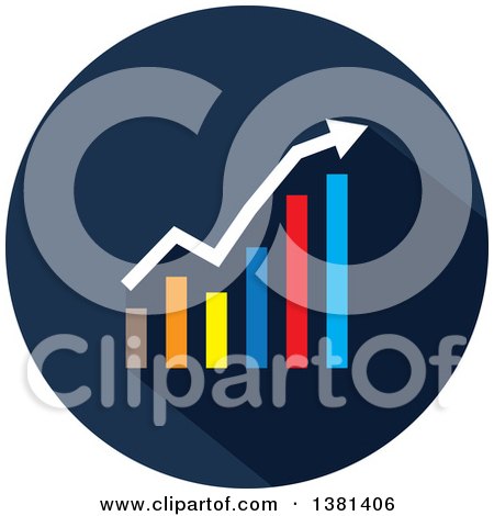 Clipart of a Flat Design Round Bar Graph Icon - Royalty Free Vector Illustration by ColorMagic