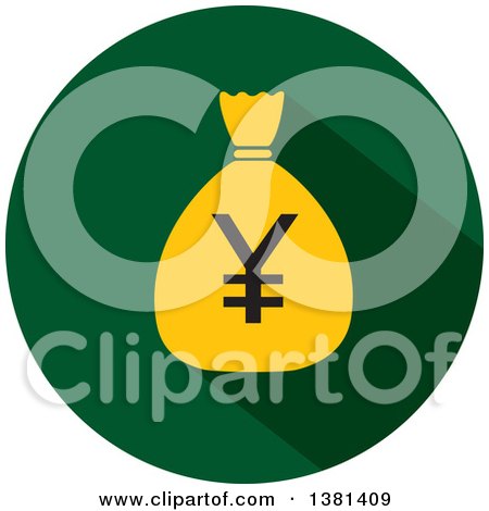 Clipart of a Flat Design Round Yen Money Bag Icon - Royalty Free Vector Illustration by ColorMagic