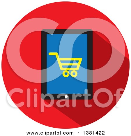 Clipart of a Flat Design Shopping Cart and Smart Phone Icon - Royalty Free Vector Illustration by ColorMagic