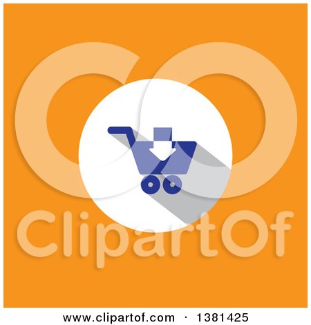 Clipart of a Flat Design Remove from Shopping Cart Icon on Orange - Royalty Free Vector Illustration by ColorMagic