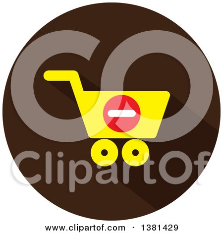 Clipart of a Flat Design Yellow and Brown Remove from Shopping Cart Icon - Royalty Free Vector Illustration by ColorMagic
